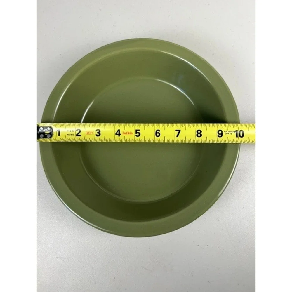 Signature Housewares Olive Green Stoneware Pie Dish 9.5 Inch Embossed Lattice